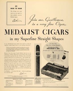 1933 Ad E A Kline Medalist Cigar Superfine Straight Original 
