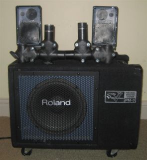 Roland PM 3 Drum Keyboard Amp w Satellite Speakers Mounts and Cords 