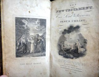 1824 Antique New Testament Bible Silas Andrus Leather★