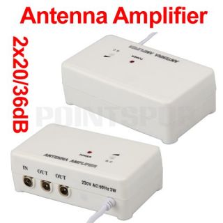 FM TV Amplified Aerial Antenna DVB T Signal Amplifier Booster Splitter 