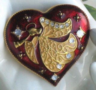 monet vintage style valentine heart angel brooch pin