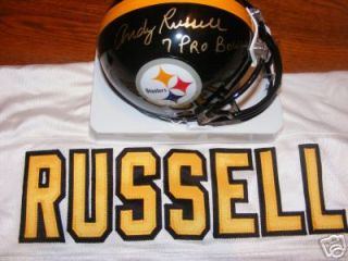 Andy Russell Autograph Mini Helmet Steelers Insc RARE