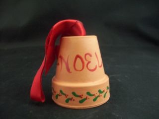 Christmas Bell Mini Clay Planter Noel Holly Design Neat