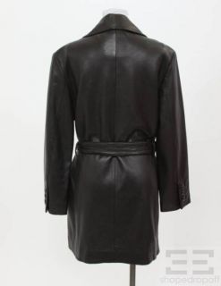 Andrew Marc Collections Black Leather Belted Trench Jacket Size S 