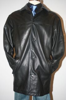 Mens STUDIO ANDREW MARC for Wilsons Black Genuine Leather Car Jacket 