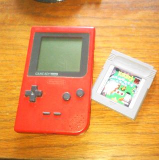 Nintendo Game Boy Pocket Red Handheld System Tetris Pinball Game 