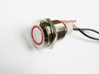 Push Button Angel Eye RED Led 16mm hole required 12V Metal Switch 