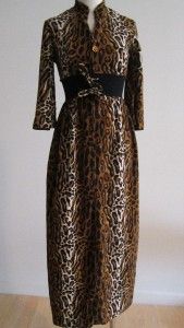 Vintage 1960s Leopard Print Dela Ann Creation Loungewear Robe 