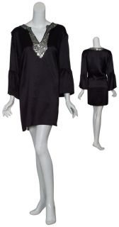 Anna Scholz Hammered Silk Sequin Tunic Dress 24 New