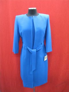Anne Klein Dress Suit Cobalt Blue Size12 $320 Church Suit