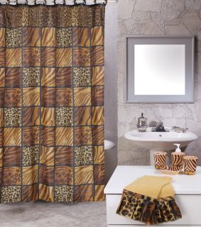   Tiger Stripes Animal Print 19 PC Bath Shower Curtains Towel Set