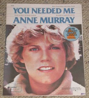You Needed Me Vintage 1978 Sheet Music Anne Murray