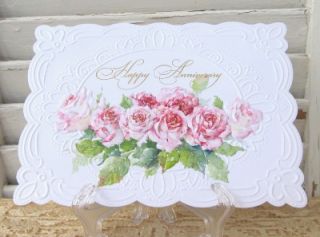 Carol Wilson Happy Anniversary Greeting Card Pink Roses