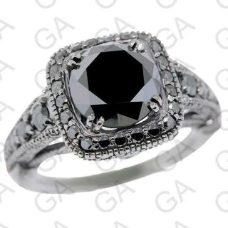  DGL Certified Natural Black Round Diamond Ring Anniversary Ring