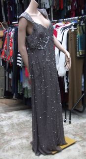 UK 22 24 BNWT Plus Size Gorgeous Silk Evening Gown Long Beaded Dress 