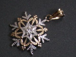   Solid Gold Snowflake Diamond Pendant by Michael Anthony A 128