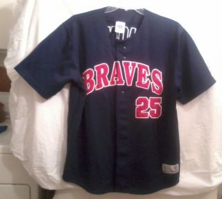 GO BRAVES Andruw Jones Atlanta Braves Blue Baseball Jersey Size 38 40 