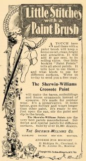 1897 Ad Sherwin Williams Creosote Paint Angel Cherub Original 