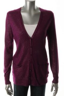 Anne Klein NEW Purple Long Sleeve Button Down Cardigan Sweater S BHFO 