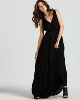 Theory New Annemarie K Black Sleeveless V Neck Maxi Casual Dress s 