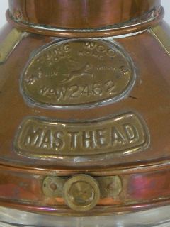 Antique Maritime SHIP Lantern Masthead Tung Woo Hong Kong Brass Oil 