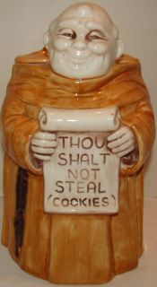 Vintage Monk or Friar Cookie Jar Thou Shalt not Steal Cookies Treasure 