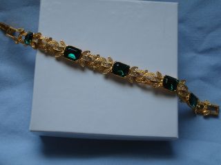 Joan Rivers Simulated Emerald Diamond Stone Bracelet New