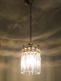 Antique Mini Small Crystal Chandelier Lamp Lustre 1940s
