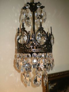 Vintage Antique Crystal Chandelier Lamp Unique French