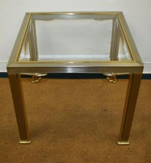 Antique Style Brass Like Duck Side End Glass Table