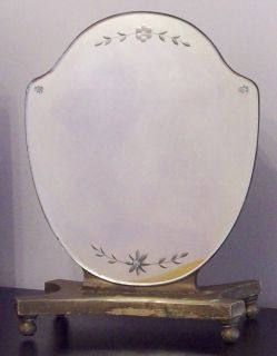    Vintage 18 FLORENTINE TOLE GOLD Etched Beveled Dresser Vanity Mirror