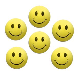   of 6 SMILEY Happy Face Yellow Antenna Balls Pencil Toppers Craft Balls