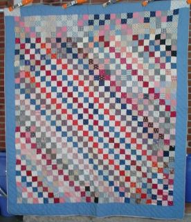 1910s Antique Straight Furrows Postage Stamp Quilt Mint