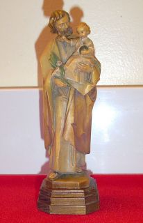 Vtg Anri Wood Carving Saint Anthony or Saint Joseph Jesus Child Figure 