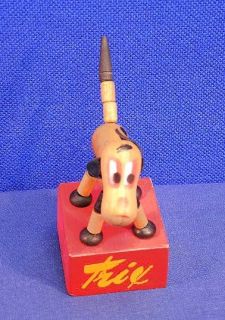 Vintage Push Pop Up Wooden Puppet Toy Trix Dog Novelty