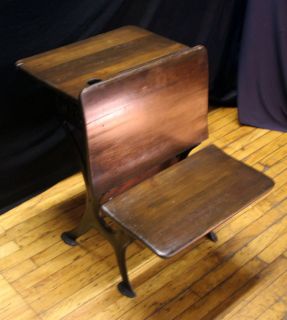 Antique Vintage Student School Wood Metal Steel Desk