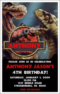 10 Dinosaur Jurassic Park Personalized Invitations