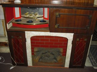 Antique Vintage Fireplace with Record Player