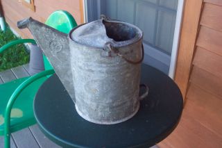 Antique Galvanized Watering Can Bucket two handle Pail Vintage water 