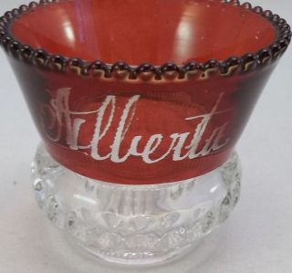 Antique EAPG Alberta Ruby Red Flash Pressed Glass Toothpick Holder 