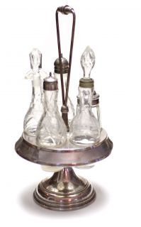 Antique Victorian Silver Plate Cruet Caster Oil Vinegar Salt Pepper 