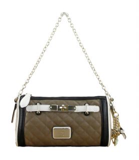Guess Amour Quilted Faux Leather Top Zip Shoulder Bag in Taupe or Sand 