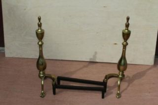 Queen Ann Style Solid Brass Antique Fireplace Andirons Fire Dogs 