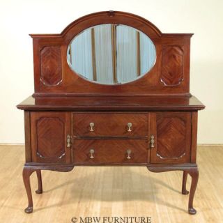 Antique Mahogany Queen Anne Sideboard Buffet Server