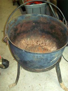 Antique Very Large Cast Iron Camp Fire Kettle Cauldron