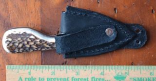 New 2012 4 1/4 Anza Custom Elkhorn stag handle Backup Knife.
