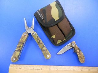 APPALACHIAN TRAIL MULTI FUNCTION TOOL AND KNIFE SET IN CAMO WITH NYLON 