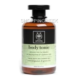 apivita body tonic toning bath shower gel with bergamot green tea 