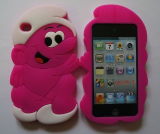 Apple iPod 4th Gen Smurf Pink Silicone Rubber Gel Cartoon Case Cover 