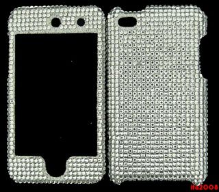 iPod Touch 4th Gen 4G Crystal Diamond Silver Case Cover Skin Faceplate 